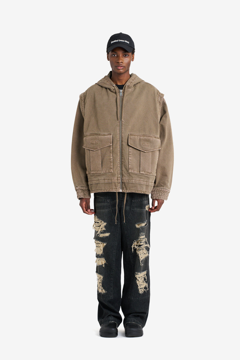 ETUDES STUDIO HOODIE DENIM JACKET TAN 2 ETUDES STUDIO HOODIE DENIM JACKET TAN 2