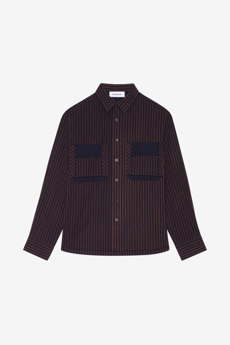 ETUDES STUDIO FLANNEL SHIRT STRIPED NAVY 1 ETUDES STUDIO FLANNEL SHIRT STRIPED NAVY 1