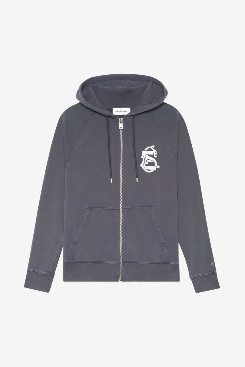 ETUDES STUDIO LOOSE ZIP HOODIE EMBLEM SHALE 1 ETUDES STUDIO LOOSE ZIP HOODIE EMBLEM SHALE 1
