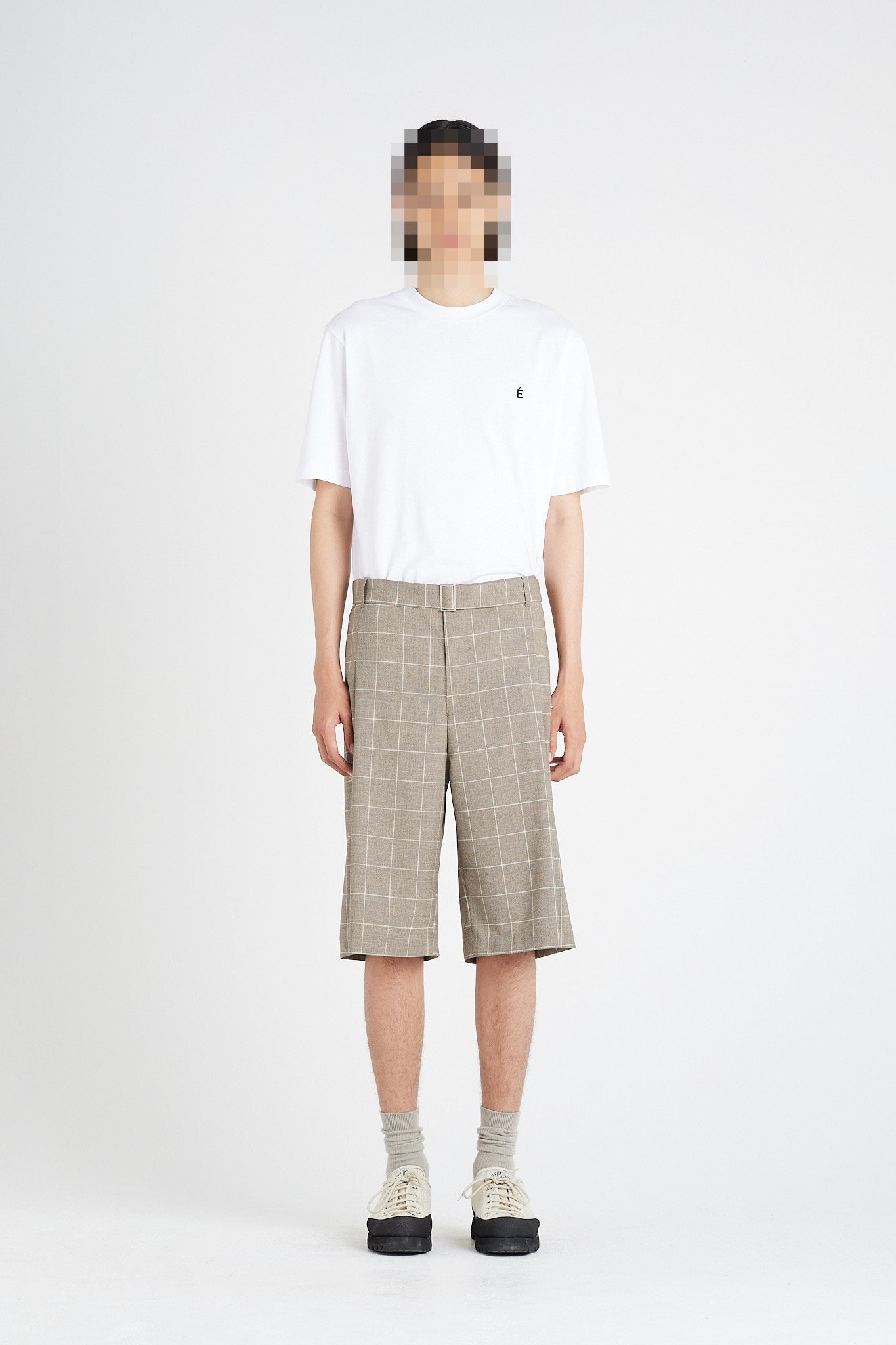 ÉTUDES COOPER SHORTS WOOL BROWN CHECK SHORTS 1