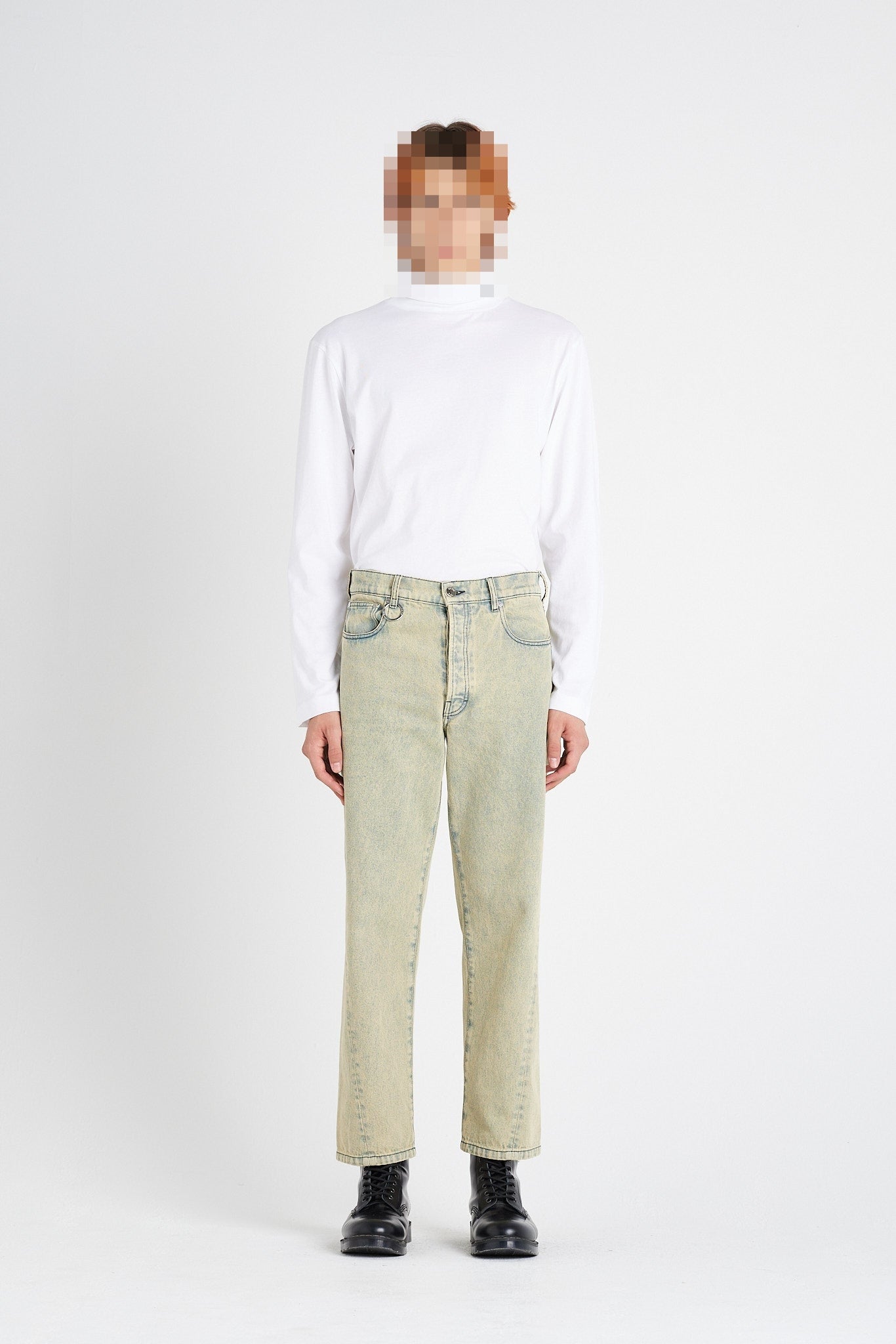 ÉTUDES SIDE DENIM OVERDYED YELLOW TROUSERS 1